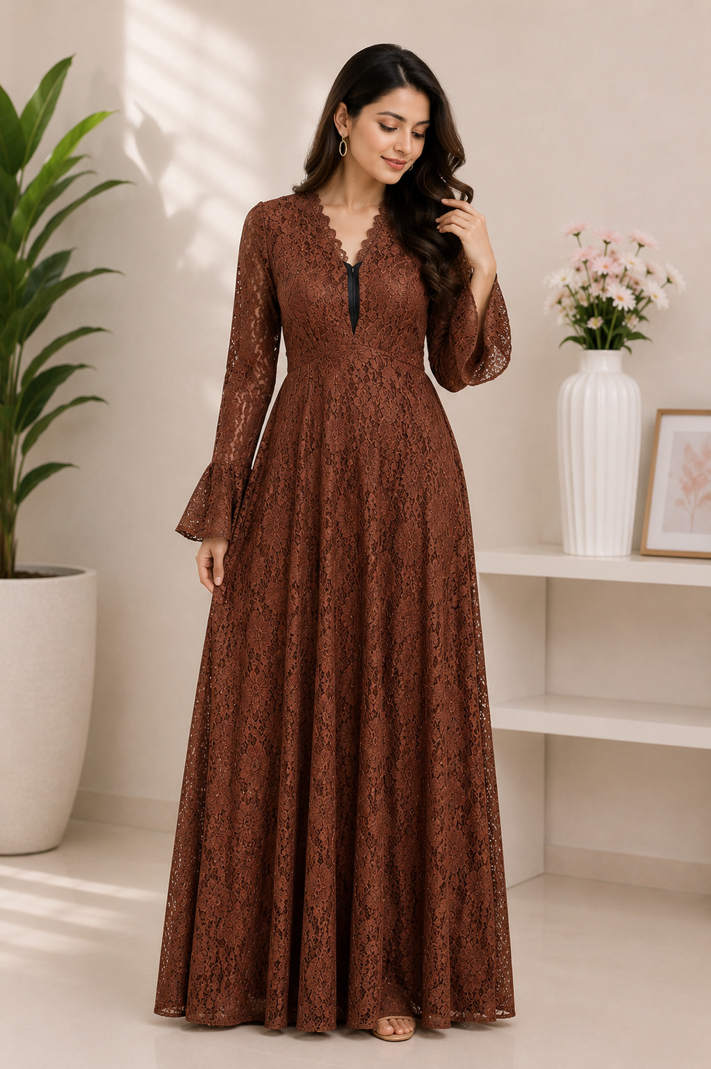 Floral Lace Bodycon Dress for Women - Image 3