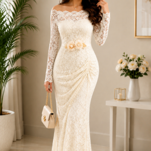 Floral lace bodycon with flower belt