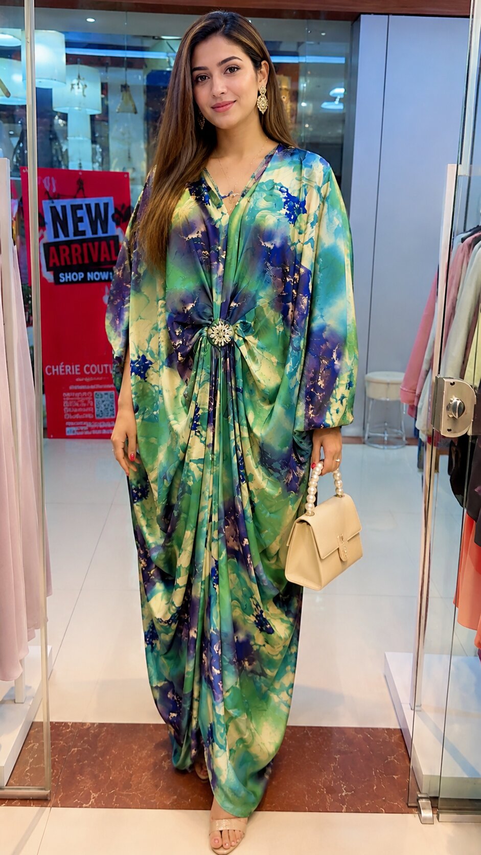 Luxury Silk Long Kaftan Dress